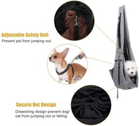 img 3 attached to 🐶 OKPOW Pet Sling Carrier with Drawstring Safety Belt and Adjustable Padded Shoulder Strap - Comfortable Dog Breathable Pouch for Small Medium Dogs, Hand-Free Puppy Cat Carrier Bag with Zipper Pockets