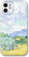 🌾 wheat field van gogh iphone 12 case: cute aesthetic floral design for women, durable soft tpu matte protective cover with art painting- fits iphone 12 6.1'' - girls' favorite! logo