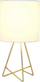 img 3 attached to 💡 Down to The Wire Fabric Shade Table Lamp, Pack of 1, Gold/White - Simple Designs LT2066-GDW