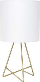 img 4 attached to 💡 Down to The Wire Fabric Shade Table Lamp, Pack of 1, Gold/White - Simple Designs LT2066-GDW