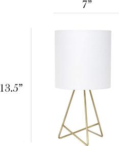 img 2 attached to 💡 Down to The Wire Fabric Shade Table Lamp, Pack of 1, Gold/White - Simple Designs LT2066-GDW