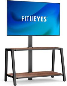 img 4 attached to 📺 FITUEYES 2-Tier Floor Modern TV Stand: Stylish & Functional Entertainment Center with Storage, Adjustable Height, Golden Walnut Board, VESA 400x400mm, Holds up to 77 LBS - Ideal for 32-55 Inch TVs