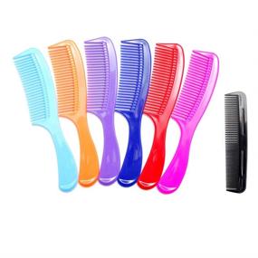 img 4 attached to LUXXII - (6 Pack) 8-Inch Vibrant Styling Essentials Round Handle Comb and (1 Pack) 5-Inch Favorict Pocket Comb (A)