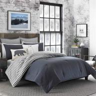 🛏️ eddie bauer home kingston collection: soft and cozy 100% cotton comforter set, king, charcoal - plaid to solid reversible design logo