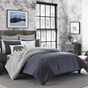 img 4 attached to 🛏️ Eddie Bauer Home Kingston Collection: Soft and Cozy 100% Cotton Comforter Set, King, Charcoal - Plaid to Solid Reversible Design