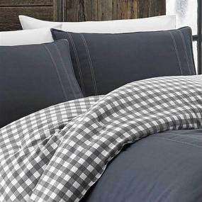 img 2 attached to 🛏️ Eddie Bauer Home Kingston Collection: Soft and Cozy 100% Cotton Comforter Set, King, Charcoal - Plaid to Solid Reversible Design