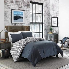 img 3 attached to 🛏️ Eddie Bauer Home Kingston Collection: Soft and Cozy 100% Cotton Comforter Set, King, Charcoal - Plaid to Solid Reversible Design