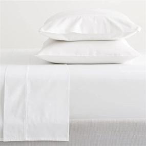 img 4 attached to Hotel Luxury King Sheet Set - 600 Thread Count, 100% Cotton, 4-Piece Set - Ultra Soft Linens - Deep Pocket & Breathable - Pure White