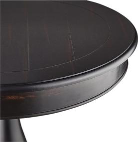 img 2 attached to 🔲 Rene Round Wood Pedestal Side Table by Roundhill Furniture - Black Finish