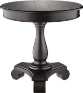 🔲 rene round wood pedestal side table by roundhill furniture - black finish логотип
