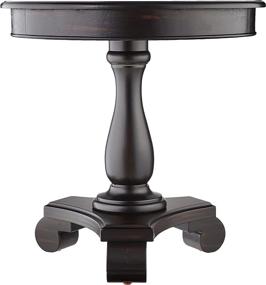 img 3 attached to 🔲 Rene Round Wood Pedestal Side Table by Roundhill Furniture - Black Finish