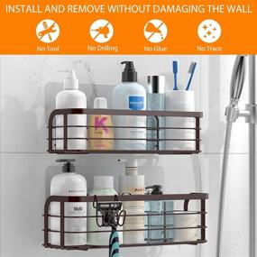 img 3 attached to 🚿 Avolare 2 Pack Adhesive Shower Caddy: Rustproof Shelf & Organizer with Hanging Hook - Bronze, No Drilling Needed!