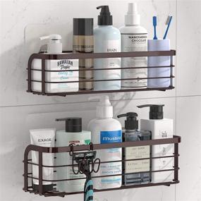 img 4 attached to 🚿 Avolare 2 Pack Adhesive Shower Caddy: Rustproof Shelf & Organizer with Hanging Hook - Bronze, No Drilling Needed!