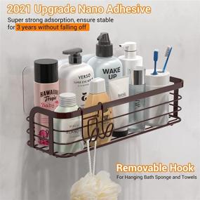 img 2 attached to 🚿 Avolare 2 Pack Adhesive Shower Caddy: Rustproof Shelf & Organizer with Hanging Hook - Bronze, No Drilling Needed!