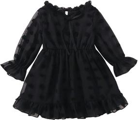 img 4 attached to 👗 Girls' Clothing: V Neck Trumpet Sleeve Toddler Dresses