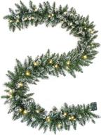 🎄 wbhome pre-lit 9 feet christmas garland with 50 led lights - snowy white holiday decorations, battery operated logo