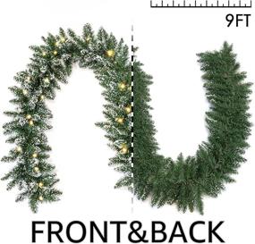 img 3 attached to 🎄 WBHome Pre-lit 9 Feet Christmas Garland with 50 LED Lights - Snowy White Holiday Decorations, Battery Operated