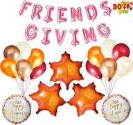 premium joyin 30 pcs thanksgiving party decoration set: pink friendgiving foil banner, maple leaf balloons, latex balloons - fall holiday decor party supplies logo