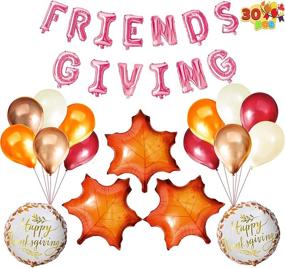 img 4 attached to Premium JOYIN 30 Pcs Thanksgiving Party Decoration Set: Pink FRIENDGIVING Foil Banner, Maple Leaf Balloons, Latex Balloons - Fall Holiday Decor Party Supplies