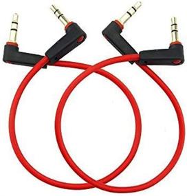 img 1 attached to 🎧 Seadream 2Pack 6 inch 3-Pole 3.5mm Male Right Angle to 3.5mm Male Right Angle Stereo Audio Cable Headset Extension Cable Replacement for Beats Dr. Dre Studio iPhone, Male to Male Audio Cable