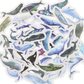 img 4 attached to 🐳 CheeseandU 90-Piece Set: Ocean Whales Mini Paper Stickers - Cute Watercolor Blue Whale Decals for Laptops, Phones, Scrapbooks, Planners, Bullet Journals, and Kids Crafts