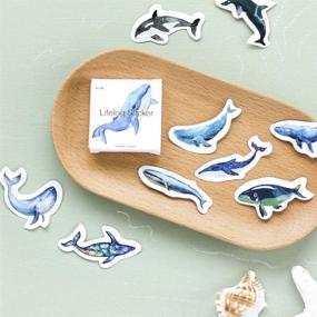 img 2 attached to 🐳 CheeseandU 90-Piece Set: Ocean Whales Mini Paper Stickers - Cute Watercolor Blue Whale Decals for Laptops, Phones, Scrapbooks, Planners, Bullet Journals, and Kids Crafts