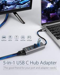 img 3 attached to 🔌 5 в 1 USB C Hub HDMI 4K с портами USB - Новое iMac 24'' 2021, MacBook Pro/Air, iPad Pro, Chromebook, Pixelbook, Yoga, XPS - Адаптер с USB C Multiport Adapter