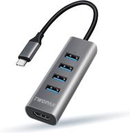 🔌 5 в 1 usb c hub hdmi 4k с портами usb - новое imac 24'' 2021, macbook pro/air, ipad pro, chromebook, pixelbook, yoga, xps - адаптер с usb c multiport adapter логотип