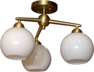 🏺 décor therapy ch1910 michael milk glass ceiling light: antique brass semi flush mount for chic décor logo