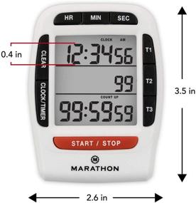 img 2 attached to ⏲️ White Triple Timer - Marathon Multi Event Digital Timer with Clock Function, Stand, Magnetic Back and Ring Alarm