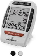 ⏲️ white triple timer - marathon multi event digital timer with clock function, stand, magnetic back and ring alarm logo