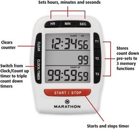 img 1 attached to ⏲️ White Triple Timer - Marathon Multi Event Digital Timer with Clock Function, Stand, Magnetic Back and Ring Alarm