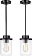 🔦 jazava mini transparent adjustable indoor pendant light: exquisite oil rubbed bronze hanging lights with clear glass shade, ideal for kitchen, bar, bedside, dining room logo