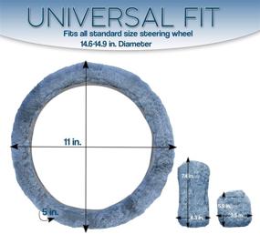 img 1 attached to 🐑 Колесо руля, ручной тормоз & рукоятка переключения "Zone Tech" с пушистым овечьим мехом: премиум качество, зимняя теплая плюшевая обтяжка на автомобиле, искусственный мех голубого цвета - удобный защитник.