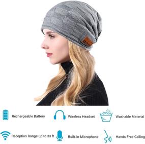 img 3 attached to 🎧 Gray Pococina Wireless Headphone Beanie Music Hat Cap for Men Women Teens - 014