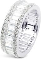 💍 savlano 18k gold plated cubic zirconia emerald cut eternity ring band - exquisite lustrous 8mm band for women logo