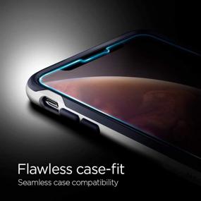 img 1 attached to 📱 Spigen Tempered Glass Screen Protector [Installation Kit] for iPhone XS/X [2 Pack] - Sensor Protection Ensured