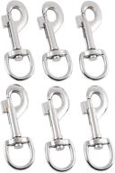 6-pack silver swivel lobster clasps 3.7 x 1.3 inches - metal d ring hooks for lanyard & diy projects logo