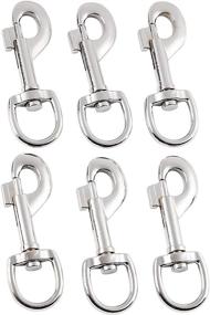 img 4 attached to 6-Pack Silver Swivel Lobster Clasps 3.7 x 1.3 Inches - Metal D Ring Hooks for Lanyard & DIY Projects