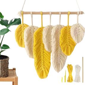 img 4 attached to Feather Macrame Kit Beginners Adults Stickers Natural Yellow