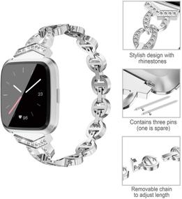 img 3 attached to 💎 TOYOUTHS Bling Strap - Stainless Steel Metal Replacement Bracelet with Diamonds for Fitbit Versa/Versa 2/Versa Lite Special Edition Bands - Women's Wristband Accessories in Silver