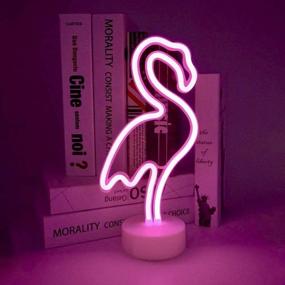 img 3 attached to ENOULI Flamingo Neon Light Signs - Pink LED Neon Art Decorative with Holder Base: Perfect for Kids' Room, Birthday Parties, Light Bars, Weddings, and More!