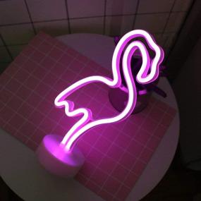 img 2 attached to ENOULI Flamingo Neon Light Signs - Pink LED Neon Art Decorative with Holder Base: Perfect for Kids' Room, Birthday Parties, Light Bars, Weddings, and More!