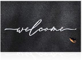 img 4 attached to AAZZKANG Durable Non Slip Rubber Backed Welcome Mat: Ultra Absorbent, Easy to Clean Heavy Duty Doormat for Front Door Entrance - Black