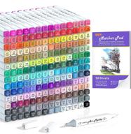 🎨 shuttle art 205 colors dual tip alcohol markers set: perfect for drawing, coloring, sketching, and more! logo