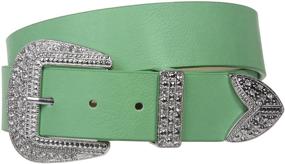 img 1 attached to Western Rhinestone Buckle Plain Leather Women's Accessories and Belts
