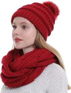 stay cozy this winter with our women's thick winter infinity scarf beanie hat set logo