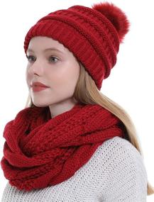 img 4 attached to Stay cozy this winter with our Women's Thick Winter Infinity Scarf Beanie Hat Set