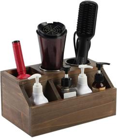 img 4 attached to 💇 Wooden Hair Dryer Holder and Styling Tools Organizer for Bathroom Countertop Storage - Ideal Stand for Blow Dryer, Curling Iron, and Hair Straightener