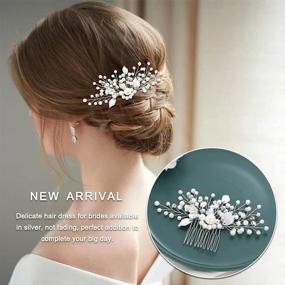 img 2 attached to 👰 Yean Silver Leaf Bridal Hair Comb with Pearl Accents - Elegant Wedding Hair Accessories for Women and Girls (Comb-001)